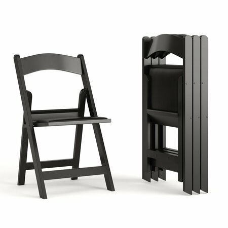 FLASH FURNITURE Black Resin Folding Chair 4-LE-L-1-BLACK-GG